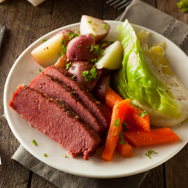 Idaho Corned Beef, potatoes, cabbage and carrots.