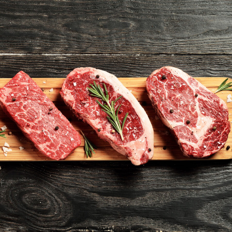 Uncooked steaks